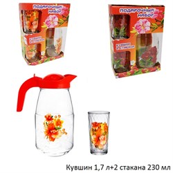 Питьевой набор 3 предмета кувшин 1,7 л+2 стакана Ц - фото 22277