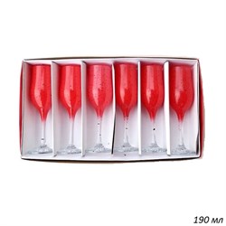 Бокал Шампань Мрамор красный 190 мл набор 6 штук - фото 28347