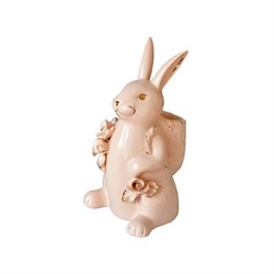 Статуэтка Кролик с корзиной бежевый 13х9х23 см - фото 36263