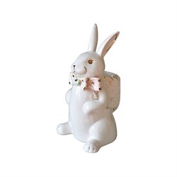 Статуэтка Кролик с корзиной белый 13х9х23 см - фото 36264