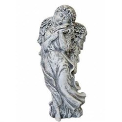 Ангел с птичкой камень серый 38 см гипс /1х13/ - фото 37854