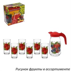 Набор 7 предметов (кувшин 1,5 л+6 стаканов) Фрукты - фото 43628
