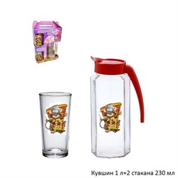 Питьевой набор 3 предмета кувшин 1л+2 стакан Мышки - фото 44073