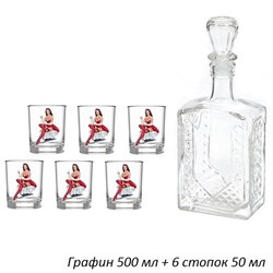 Набор Девочки (графин без рисунка+6 стопок) пленка 00014201 - фото 49323