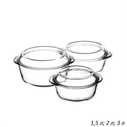 Посуда для СВЧ Borcam 159005 3 штуки 1,5 л, 2л, 3л - фото 50507