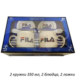 Набор 6 предметов  Fila (2 кружки+2 ложки+2 блюдца 00016731 - фото 59247