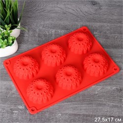Форма для выпечки 6 ячеек силикон Цветы / HL-311 00016948 - фото 60465