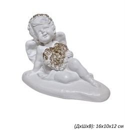 Ангел с сердцем из роз лежит белый+золото 16х10х12 00015471 - фото 61167