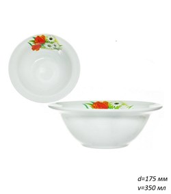 Миска 175 мм, 350 мл фарфор Цветы микс 2 сорт 00011042 - фото 62012