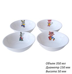 Салатник 360 мл, 150 мм фарфор Детский микс 2 сорт 00013909 - фото 62096