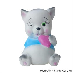 Копилка Котенок с сердцем белый 11,5х11,5х15 см 00017679 - фото 63002
