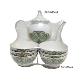 Набор 7 предм Орнамент зеленый (1300 мл/6х300 мл) 00017851 - фото 63740