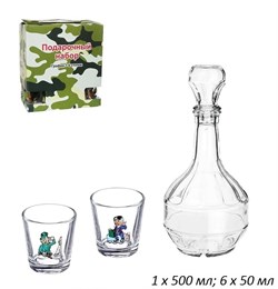 Подарочный набор Солдаты (Графин+6 стопок)  Хаки 00017946 - фото 64036