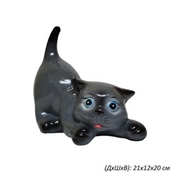 Кот Тима хвост вверх чёрный 21х12х20 см 00017970 - фото 64184