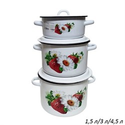 Набор кастрюль эмаль 3 штуки (1,5 л низ/3 л/4,5 л) 00018169