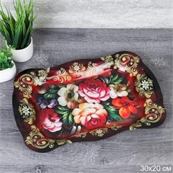 Поднос прямоугол 30х20 см металл Эмаль Розы 6987А 00018358