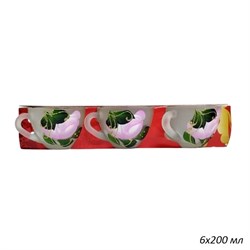 Кружка 1416 Матовая цветы микс 200 мл 6 штук 00017876