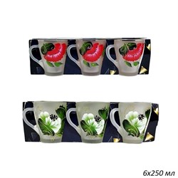 Кружка 1649 Матовая цветы 250 мл набор 6 штук 00017802