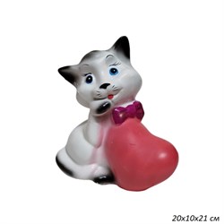 Копилка Кот с сердцем малый белый 20х10х21 см 00018371