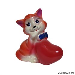 Копилка Кот с сердцем малый рыжий 20х10х21 см 00018370