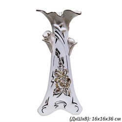 Ваза Лилия белая с золотом 16х16х36 см керамика 00018432