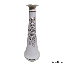 Ваза Элегия белая с золотом 13х13х42 см керамика 00018437