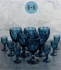 66-21В Набор фужеров 12 предметов синий /уп 6/ 00018448