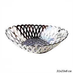 Сухарница овальная глубокая 31х23х8 см серебро 00018449