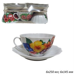 Чайный набор 12 пр Цветы рифленый (250 мл/145 мм) 00018644