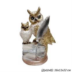 Копилка Две совы с книгой белая с золотом 16х11х22 00018780