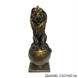 Копилка Лев сидит на шаре бронза 17х17х42 см 00018769