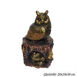Сова на пне с лягушкой бронза 20х19х34 см 00018774
