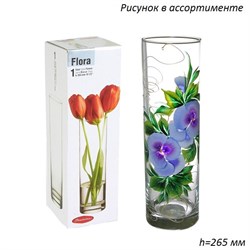Ваза Флора 43767 прозрачная рисовка h=265, d=75 мм 00003309
