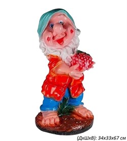 Гном с клубникой большой 34х33х67 см 00019093