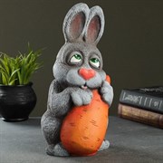 Копилка Заяц с большой морковью серый 15х16х30 см