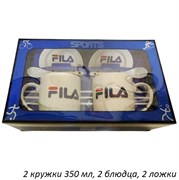 Набор 6 предметов  Fila (2 кружки+2 ложки+2 блюдца 00016731