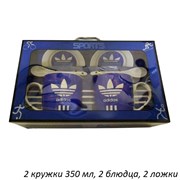 Набор 6 предметов Аdidas (2 кружки+2 ложки+2 блюд) 00016730