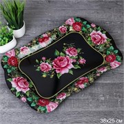 Поднос прямоугол 38х25 см металл Эмаль Розы PS844 00016928