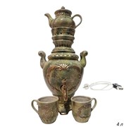 Самовар электрический 4л мрамор зеленый 26х22х48см 00003552