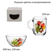 Набор 2 предмета Цветы (кружка+салатник) в подарке 00006574