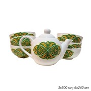 Набор 7 предметов Орнамент зеленый (500 мл/240 мл) 00017445