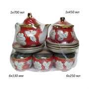 Сервиз 14 предметов красный с золотом (700/450/250 00017617