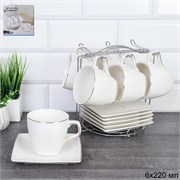 Чайный набор 12 пред 220 мл квадр/TC08L-12M стойка 00017735