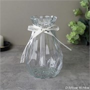 Ваза для цветов 14 см прозрачная с лентой WRD-140 00017920