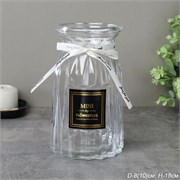 Ваза для цветов 18 см прозрачная с лентой /WRD-141 00017923