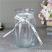 Ваза для цветов 18 см прозрачная с лентой /WRD-145 00017924