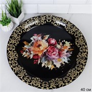 Поднос круглый 40 см металл Эмаль Букет / MB-154 / 00017988