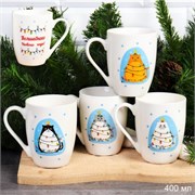 Кружка новогодняя 400 мл Коты микс/ CAT-517 /уп 72 00018032
