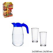 Набор 3 предмета (кувшин 1,5л+2 стак 230 мл) б/рис 00018092
