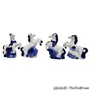 Статуэтка Лошадка гжель микс 75х35х80 мм фарф уп 6 00017385